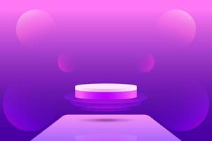 Set purple violet 3d object cylinder pedestal podium display gradient color minimal scene showroom vector