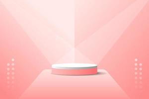 Set red pink love 3d object cylinder pedestal podium display gradient color minimal scene showroom vector