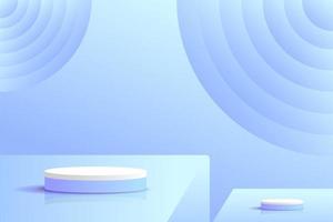 Set purple blue violet 3d object cylinder pedestal podium display gradient color minimal scene vector
