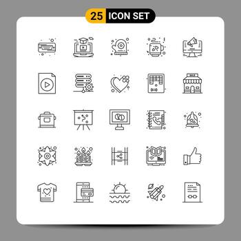User Interface Pack of 25 Basic Lines of web promotion hat tea coffee Editable Vector Design Elements