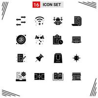 Editable Vector Line Pack of 16 Simple Solid Glyphs of leak email technology contact address Editable Vector Design Elements