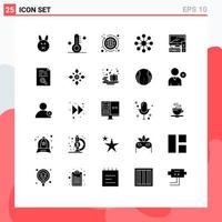 Group of 25 Modern Solid Glyphs Set for pc equipment economy computer finance Editable Vector Design Elements