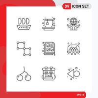 conjunto de 9 iconos de interfaz de usuario modernos símbolos signos para el diseño de ideas manos ciencia creativa elementos de diseño vectorial editables vector