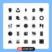 Pack of 25 Modern Solid Glyphs Signs and Symbols for Web Print Media such as care finance feather business love Editable Vector Design Elements