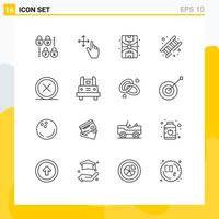 Universal Icon Symbols Group of 16 Modern Outlines of exit close ground cancel service Editable Vector Design Elements