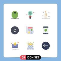 Universal Icon Symbols Group of 9 Modern Flat Colors of document down candle circle xmas Editable Vector Design Elements