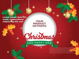 Merry Christmas Holly Leaves Product or Photo Banner vector