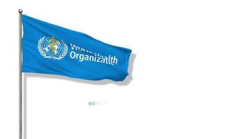 WHO Flag, World Health Organization Flag Waving in The Wind 3D Rendering, Chroma Key Green Screen, Luma Matte Selection video