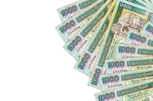 1000 Sri Lankan rupees bills lies isolated on white background with copy space. Rich life conceptual background photo