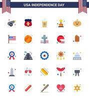 Big Pack of 25 USA Happy Independence Day USA Vector Flats and Editable Symbols of american trophy cake award independece Editable USA Day Vector Design Elements