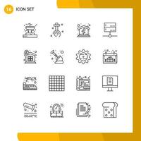 16 Thematic Vector Outlines and Editable Symbols of finance signal home server data Editable Vector Design Elements