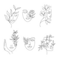 Abstract Women face line art design vector