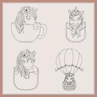 Unicorn abstract Line Art design vector