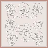 Abstract Women face line art design vector