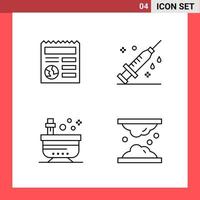 4 Icon Pack Line Style Outline Symbols on White Background. Simple Signs for general designing. vector