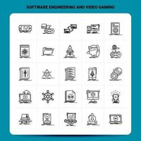 OutLine 25 Software Engineering And Video Gaming Icon set Vector Line Style Design Black Icons Set Linear pictogram pack Web and Mobile Business ideas design Vector Illustration