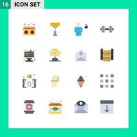 User Interface Pack of 16 Basic Flat Colors of cake weight body gym dumbbell Editable Pack of Creative Vector Design Elements