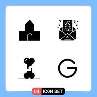4 Solid Black Icon Pack Glyph Symbols for Mobile Apps isolated on white background. 4 Icons Set. vector