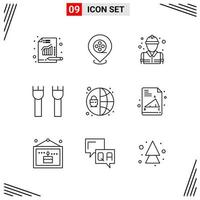 9 Icons Line Style. Grid Based Creative Outline Symbols for Website Design. Simple Line Icon Signs Isolated on White Background. 9 Icon Set. vector