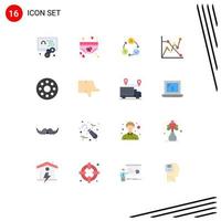 16 User Interface Flat Color Pack of modern Signs and Symbols of infrared graph daily chart realization Editable Pack of Creative Vector Design Elements