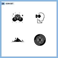 Modern Set of 4 Solid Glyphs and symbols such as carnival landscape face mask problem nature Editable Vector Design Elements
