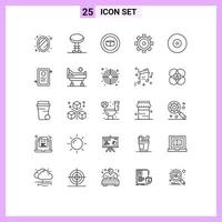 Mobile Interface Line Set of 25 Pictograms of dvd ray basic blu building Editable Vector Design Elements