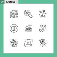 9 Universal Outline Signs Symbols of transport motor headset marketing coin Editable Vector Design Elements