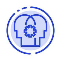 Brain Control Mind Setting Blue Dotted Line Line Icon vector