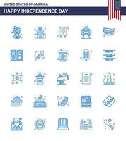 25 Blue Signs for USA Independence Day thanksgiving american corn dog holiday celebration Editable USA Day Vector Design Elements