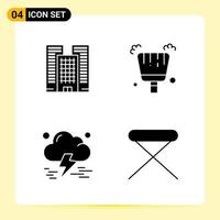 4 Creative Icons for Modern website design and responsive mobile apps. 4 Glyph Symbols Signs on White Background. 4 Icon Pack. vector