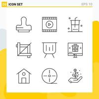 Collection of 9 Universal Line Icons. Icon Set for Web and Mobile. vector