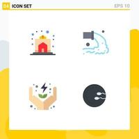 Pack of 4 creative Flat Icons of celebration waste home pollution energy Editable Vector Design Elements