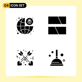 4 Creative Icons for Modern website design and responsive mobile apps. 4 Glyph Symbols Signs on White Background. 4 Icon Pack. vector