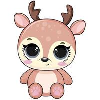 Vector cartoon illustration of cute Deer