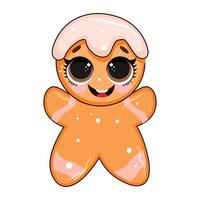 Vector cartoon illustration of cute Gingerbread Cookie