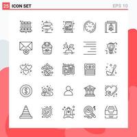 Collection of 25 Vector Icons in Line style. Modern Outline Symbols for Web and Mobile. Line Icon Sign Isolated on White Background. 25 Icons.