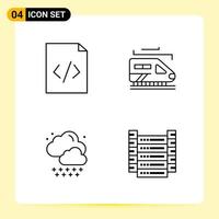 4 Creative Icons for Modern website design and responsive mobile apps. 4 Outline Symbols Signs on White Background. 4 Icon Pack. vector