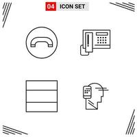 4 Icons Line Style. Grid Based Creative Outline Symbols for Website Design. Simple Line Icon Signs Isolated on White Background. 4 Icon Set. vector