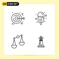 4 Creative Icons for Modern website design and responsive mobile apps. 4 Outline Symbols Signs on White Background. 4 Icon Pack. vector