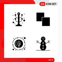 Creative Set of 4 Universal Glyph Icons isolated on White Background vector