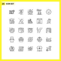 Pack of 25 creative Lines of biscuits security wifi key yoga Editable Vector Design Elements