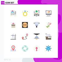 16 Universal Flat Colors Set for Web and Mobile Applications gift monitor couple editor animation Editable Pack of Creative Vector Design Elements