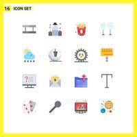 Modern Set of 16 Flat Colors Pictograph of weather snow food forecast drink Editable Pack of Creative Vector Design Elements