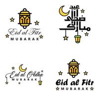 Happy Eid Mubarak Selamat Hari Raya Idul Fitri Eid Alfitr Vector Pack of 4 Illustration Best for Greeting Cards Poster and Banners