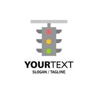 Light Sign Station Traffic Train Business Logo Template Flat Color vector