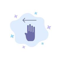 Finger Four Gesture Left Blue Icon on Abstract Cloud Background vector