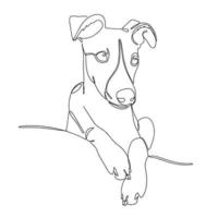 Portrait of a dog in one line. Whippet ,greyhound realistic silhouette outline on white background. Lineart. The small English greyhound breed. Vector illustration