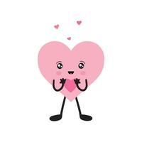 Cute heart in kawaii style. Hand drawn cartoon character. vector