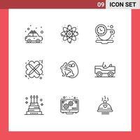 Universal Icon Symbols Group of 9 Modern Outlines of bynny date break romantic hearts Editable Vector Design Elements