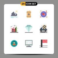 9 User Interface Flat Color Pack of modern Signs and Symbols of modern forecast toxic economics valentine Editable Vector Design Elements